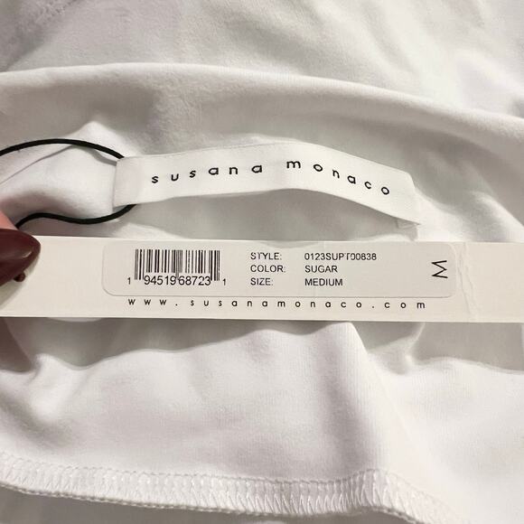 SUSANA MONACO Halter Top Sugar White V Wire Front Stretch M NEW - Picture 5 of 7